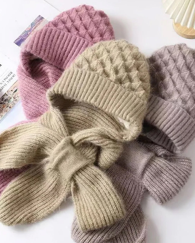 Vinter Mångsidig Stickad Huva Halsduk För Kvinnor