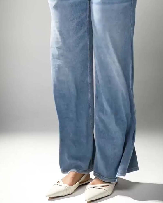 Byxor Hög Midja Raka Ben Jeans