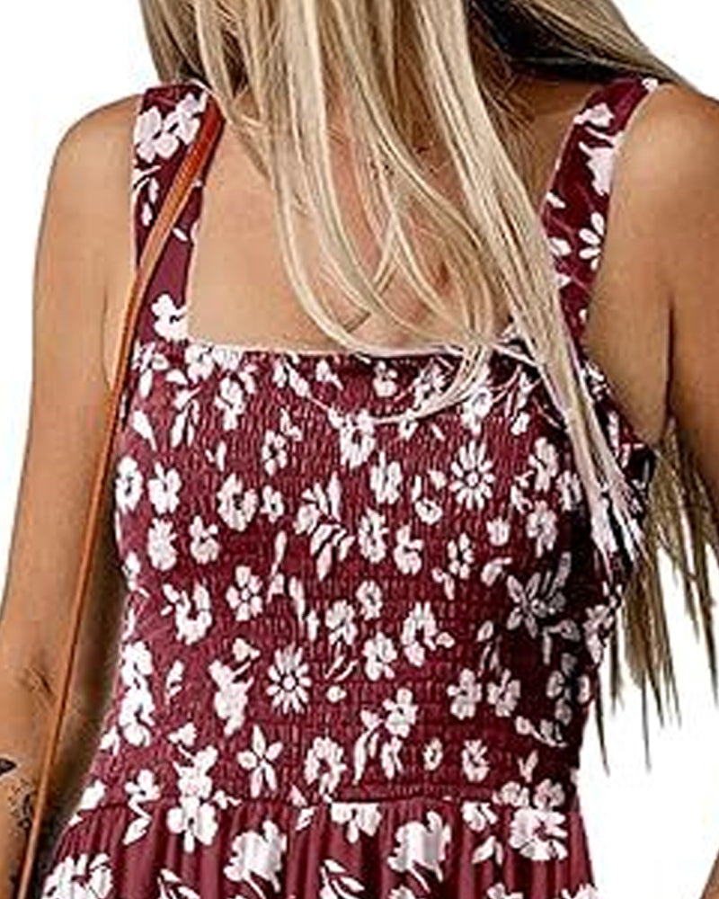 Hoppdräkt blommig avslappnad bandshorts
