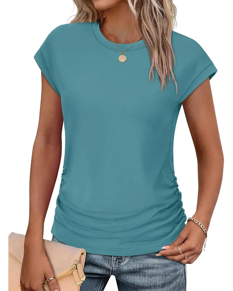 T-Shirt Sida Rynkning Kort Ärm