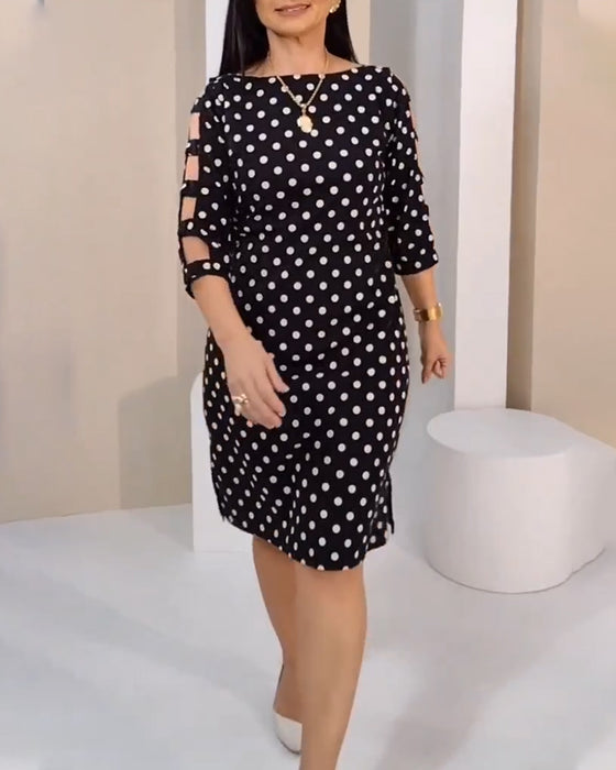 Klänning Rund Hals Prickig