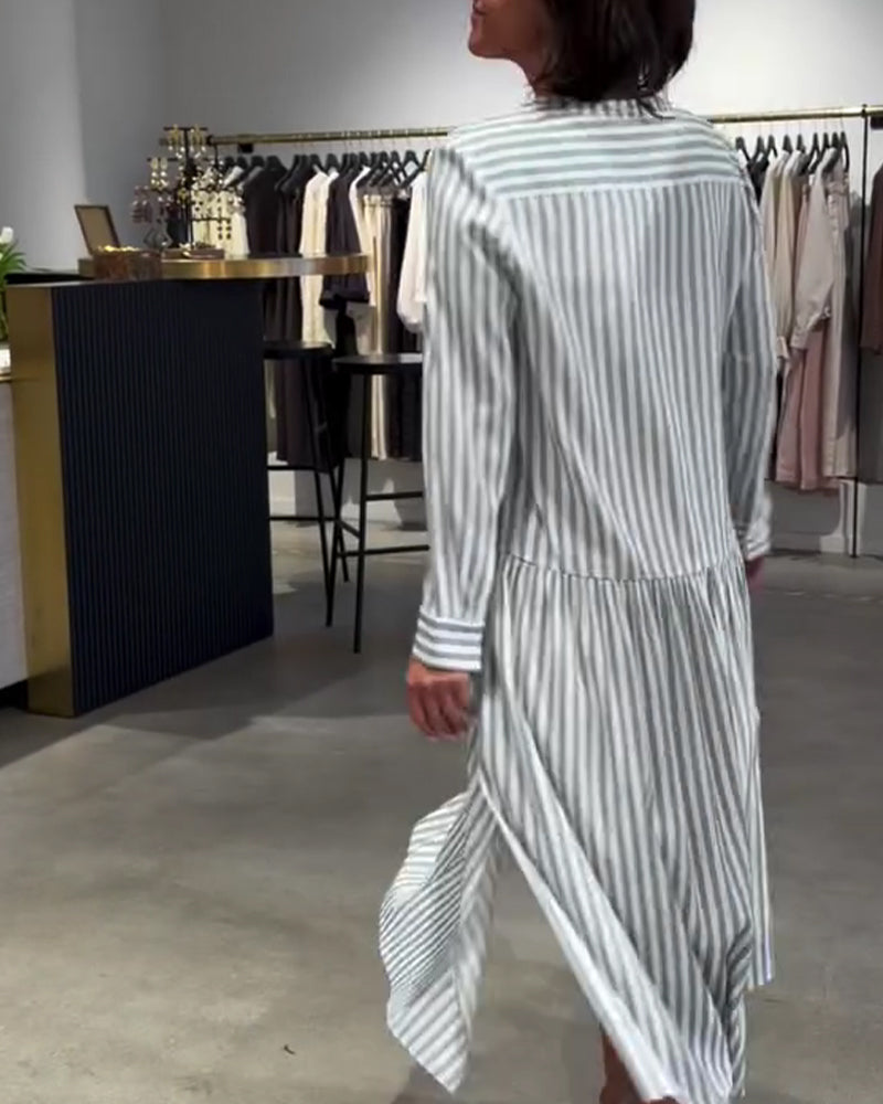 Klänning Randig Sidoslits Maxi