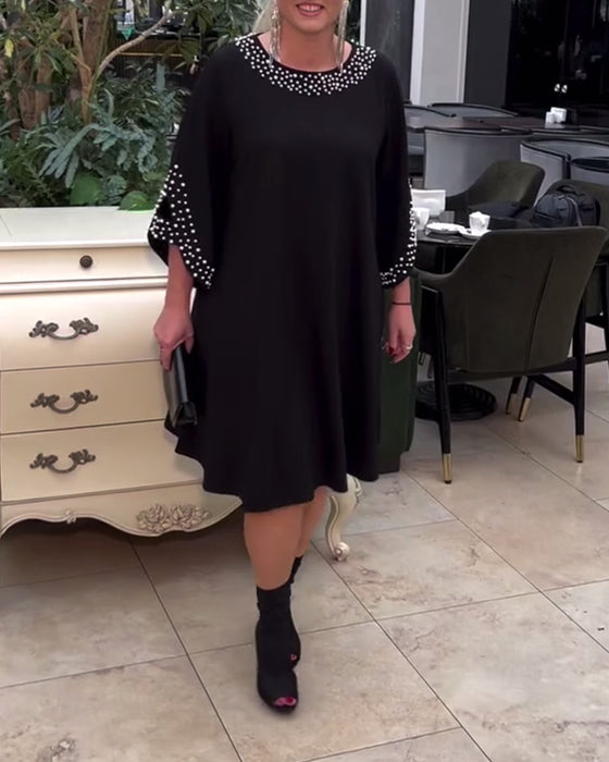 Klänning mode pärlstav lös plus size