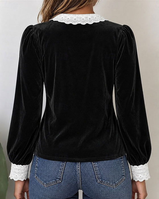 Topp V-Hals Rosett Patchwork
