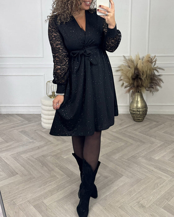 Klänning Spets V-ringning Sexig