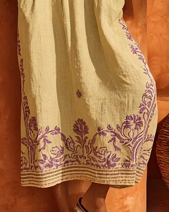 Klänning V-Ringning Etniskt Print Loose Fit