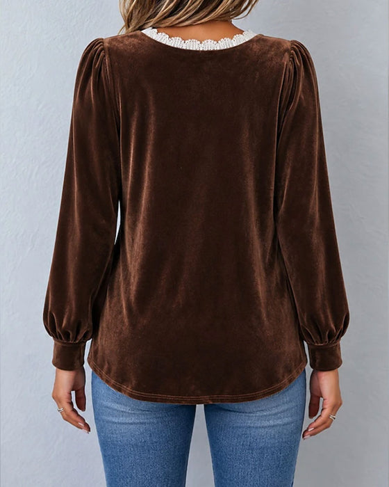 Blus Sammet Spets Spliced