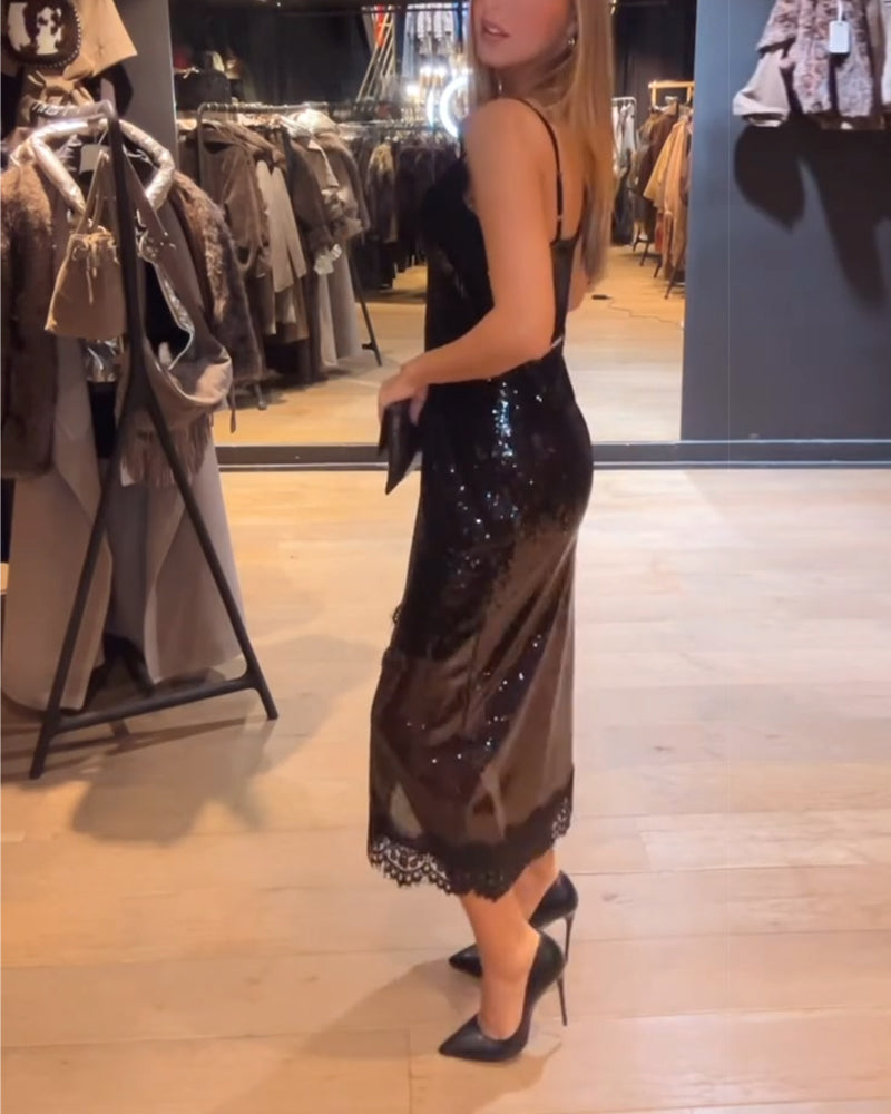 Sophistikerad Spaghetti Band-Klänning För Kvällen