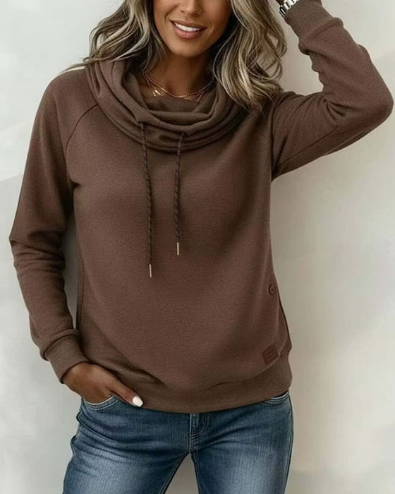 Sweatshirt Mock Hals Knytning Casual Pullover