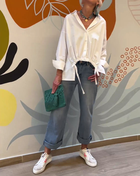 Pendlande enfärgad kavajtopp