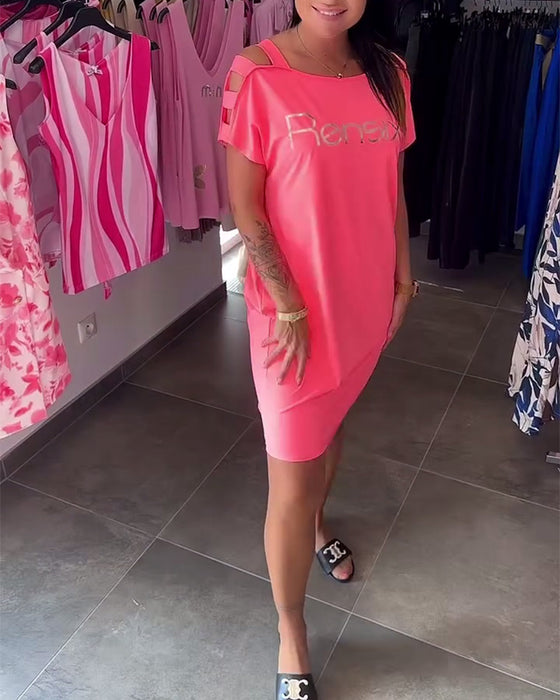 Klänning Off-Shoulder Tryckt Moderiktig