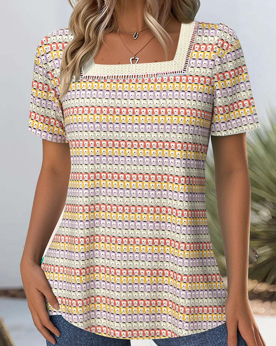 Blus Moderiktig Avslappnad Ärmlös Fyrkantig Halsringning