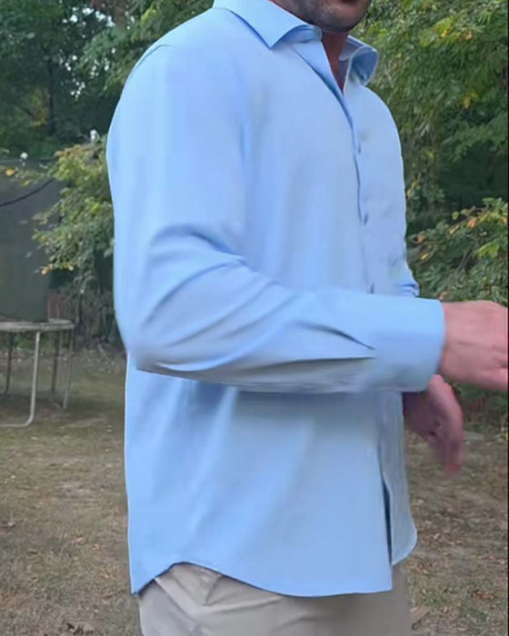 Skjorta Solid Casual Vattentät Stretch