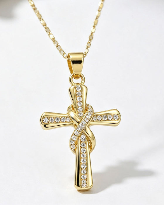 ✝️ Damhalsband med Gnistrande Korshänge – Elegant Tvinnad Design För Vardag & Speciella Tillfällen