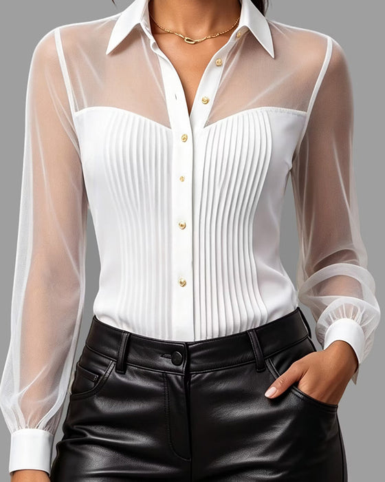 Skjorta Knapp Casual Solid