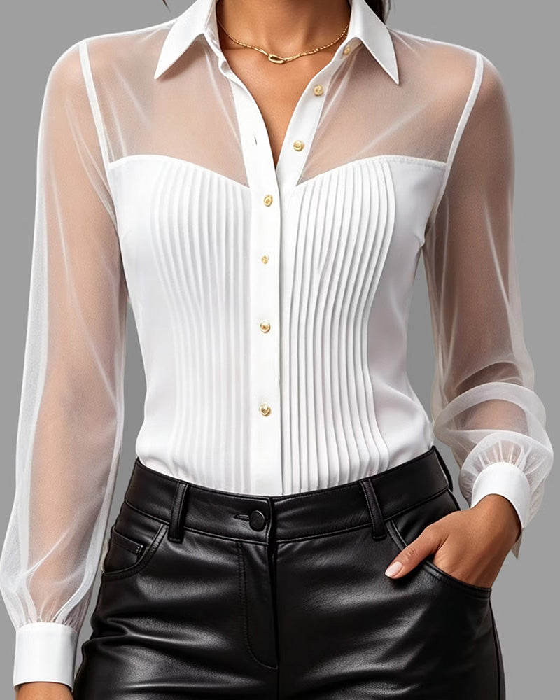 Skjorta Knapp Casual Solid