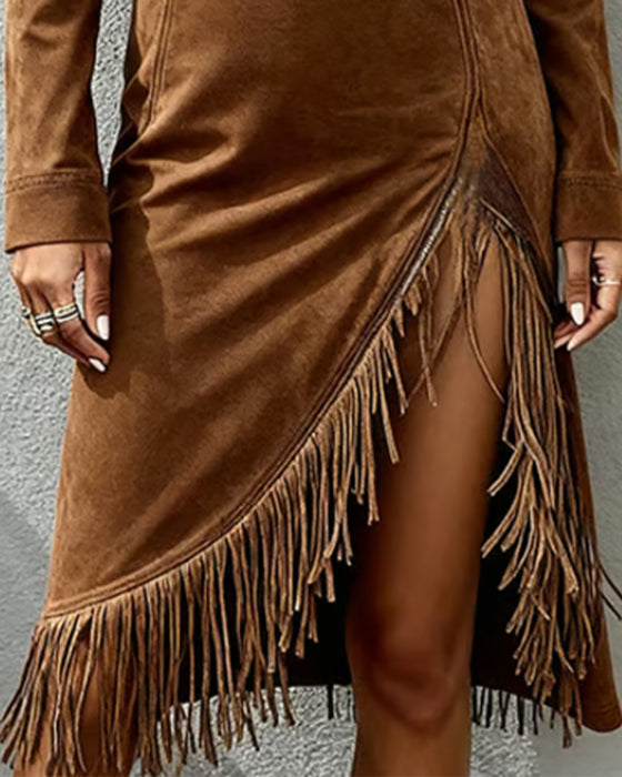 Klänning Med Oregelbunden Tofs Och Halvblix