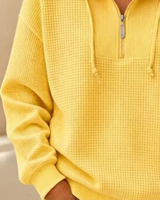 Sweatshirt Vaffel Dragsko Halvzip