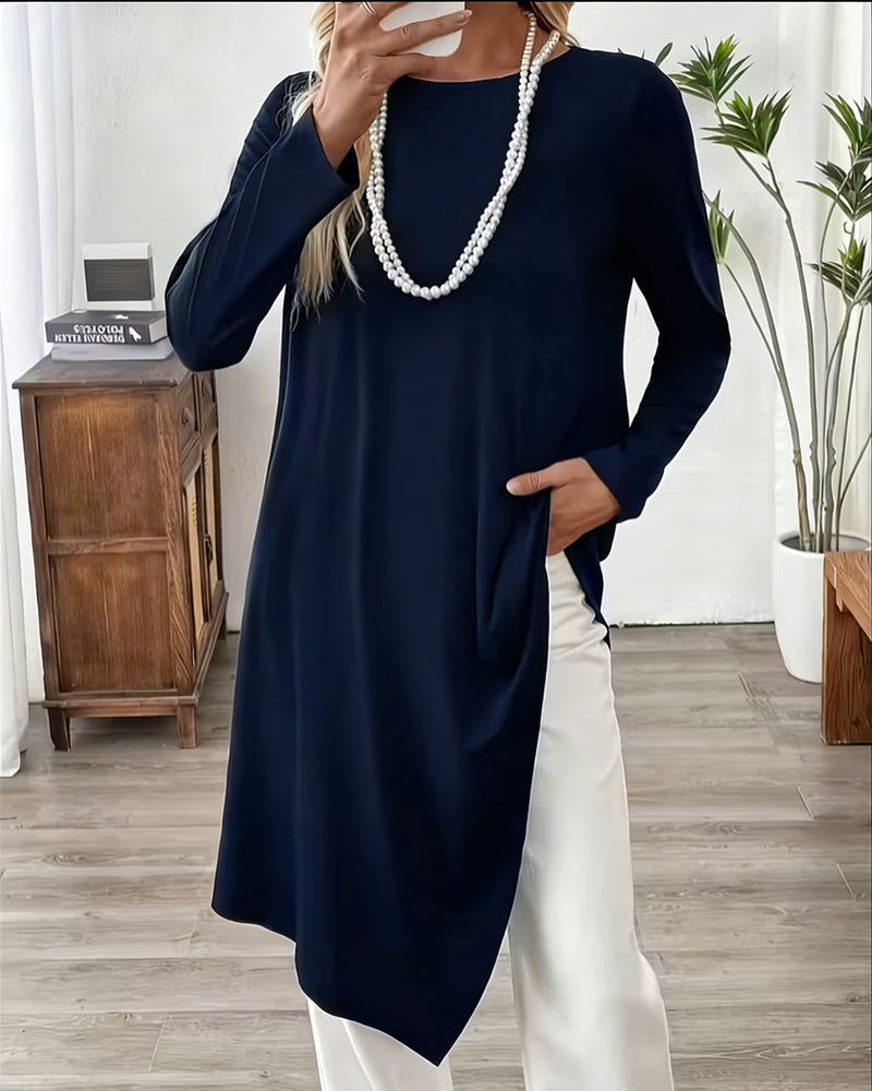 Top Asymmetrisk Midjelång Enfärgad