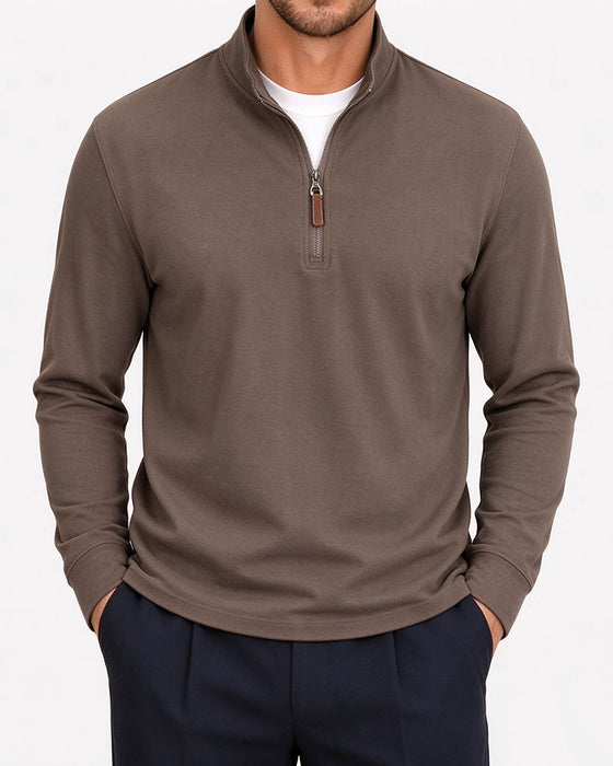 Herrsweatshirt Halv-Zip Ståkrage Långärmad