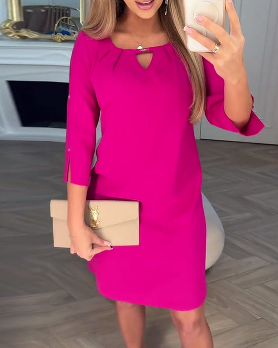 Klänning Elegant Enfärgad Ihålig Rak