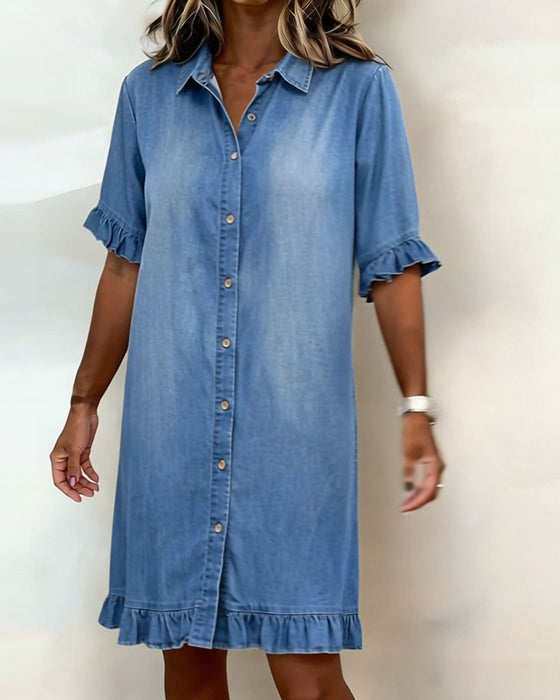 Denimkjolklänning Med Volang