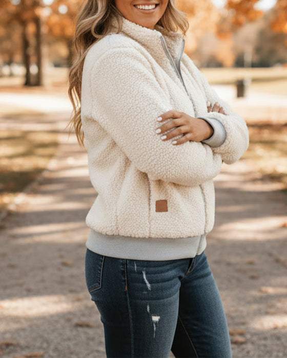 Jacka Stånd Krage Fleece Dragkedja