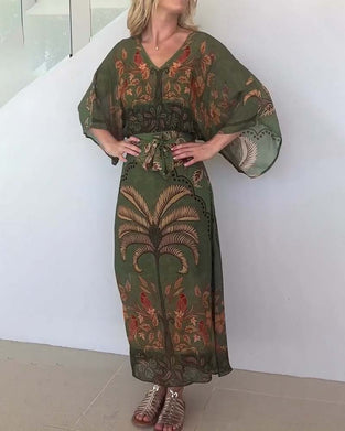 Klänning Tryckt V-Ringad Resort