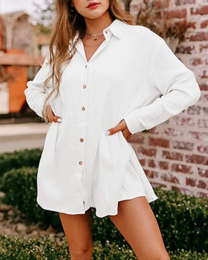 Set Lös Passform Off-Shoulder Casual