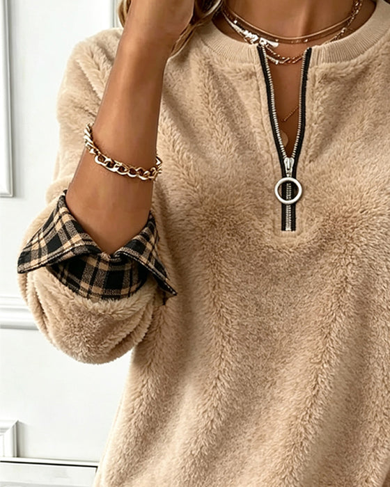 Sweatshirt Färgblock Rundhals