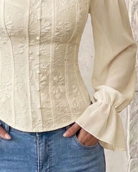 Blus Off-Shoulder Lång Ärm Midja