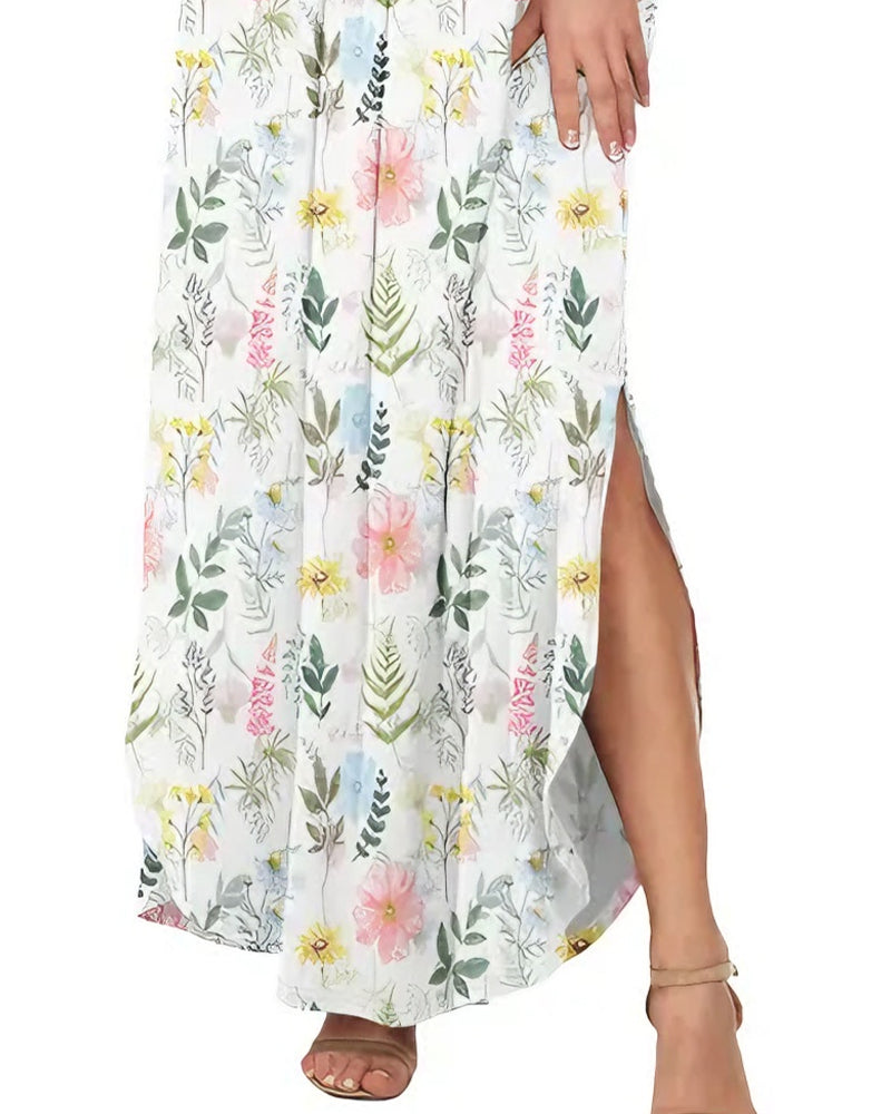 Klänning Elegant Bläcktvätt Blommig Maxi