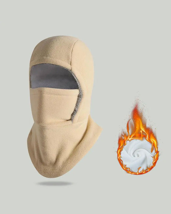 Vinter 2 I 1 Mössa Och Ansiktsmask Vindtät Tjock Fleecefoder För Utomhussport Svart