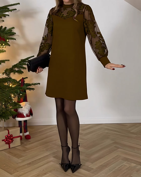 Klänning Nät Stickning Modig