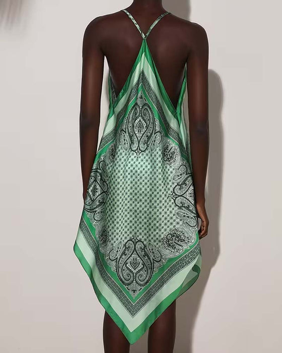 Klänning Oregelbunden Draperad Tryck