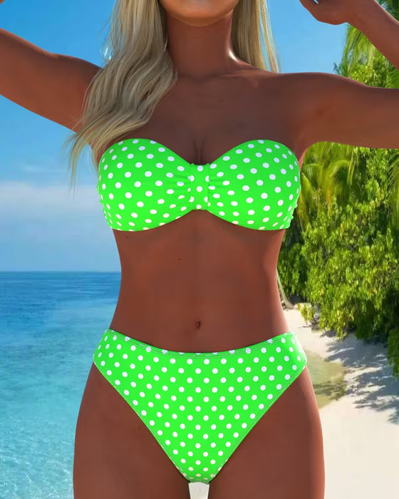 Bikini Bandeau Polkaprickig Tryck