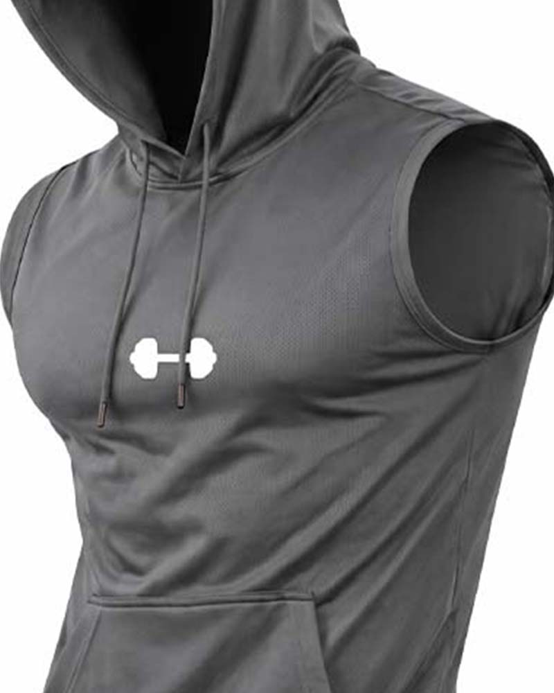 Tank Top Hoodie Tröja Ärmlös Dragsko