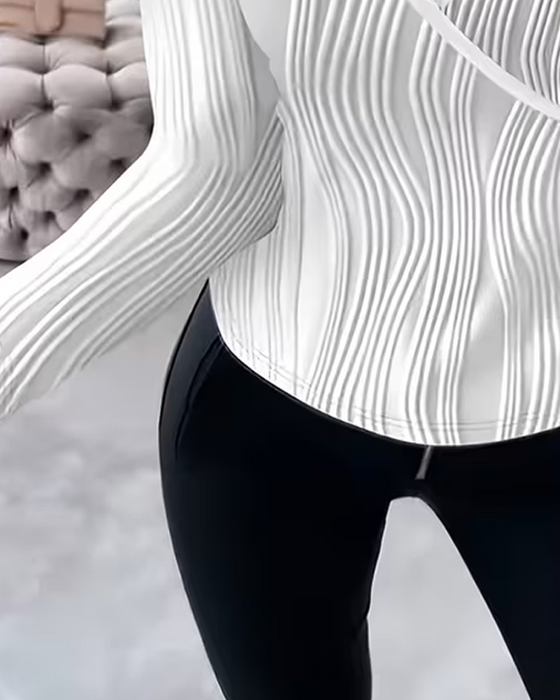 Blus Cross Over V-Hals Metallring Slim