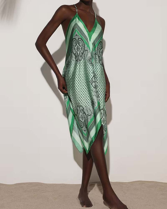 Klänning Oregelbunden Draperad Tryck