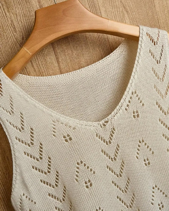 Pullover V-Hals Urskärning Ärmlös