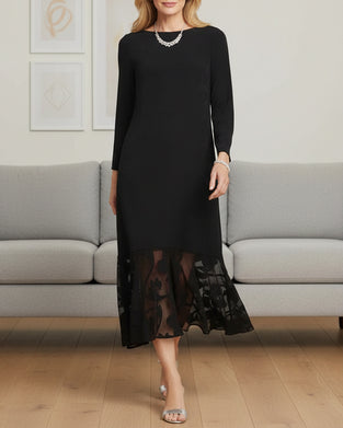 Klänning Mesh Infälld Rund Halsringning Modig