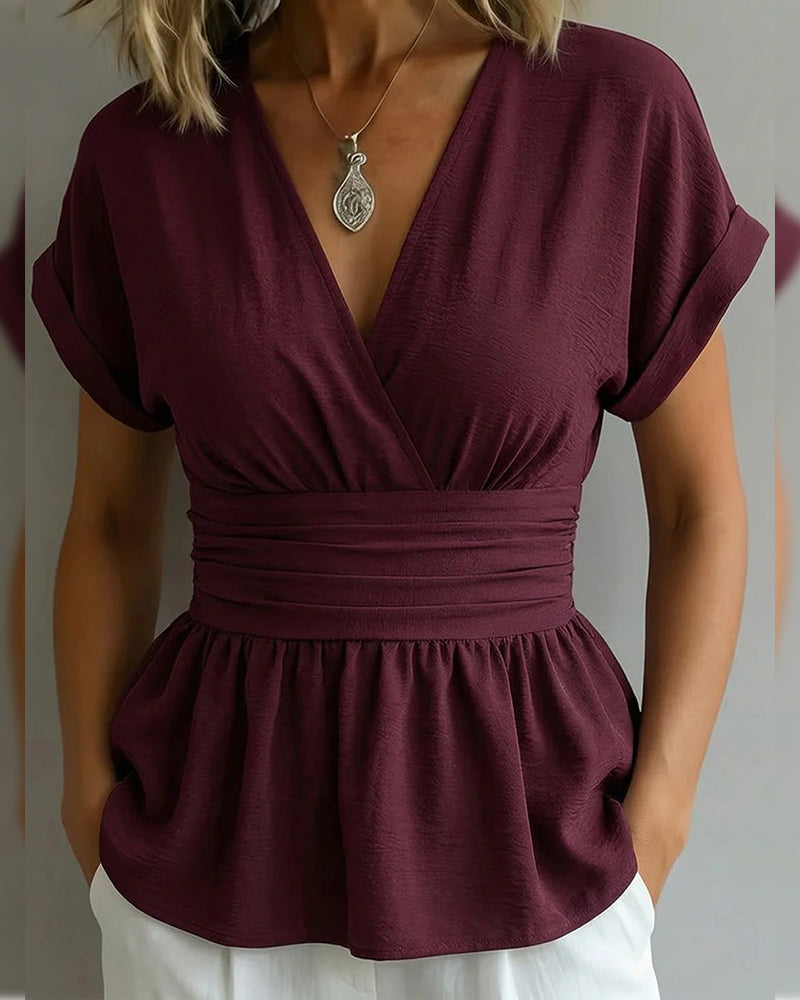 Blus V-Hals Figurnära