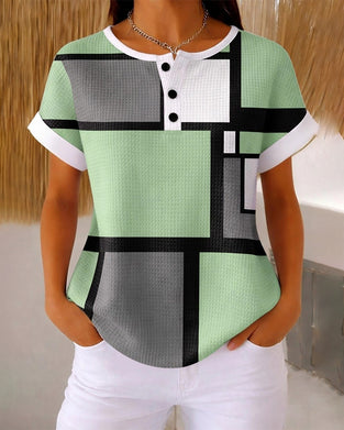 Topp Henley Våffla Geometrisk