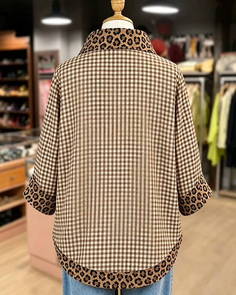 Blus Slag Leopard Patchwork Ruta