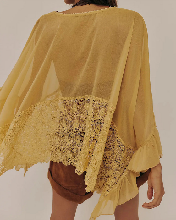 Cover-Up Spets Patchwork Mesh