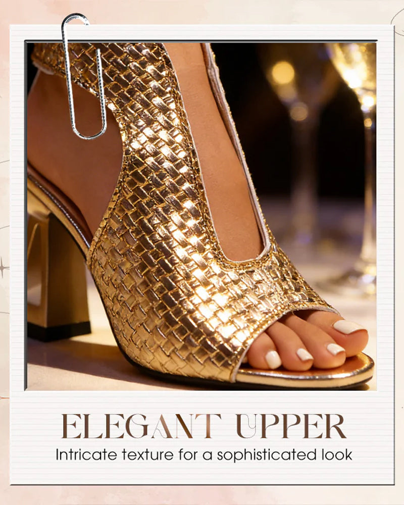 Sandaler Dam Elegant Öppen Tå Blockklack Justerbar Rem