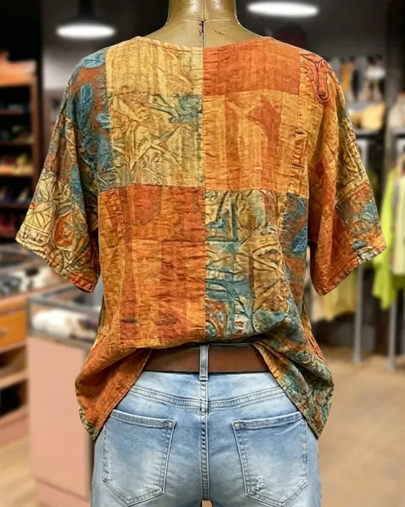Blus Vintage Trollsländeprint Casual