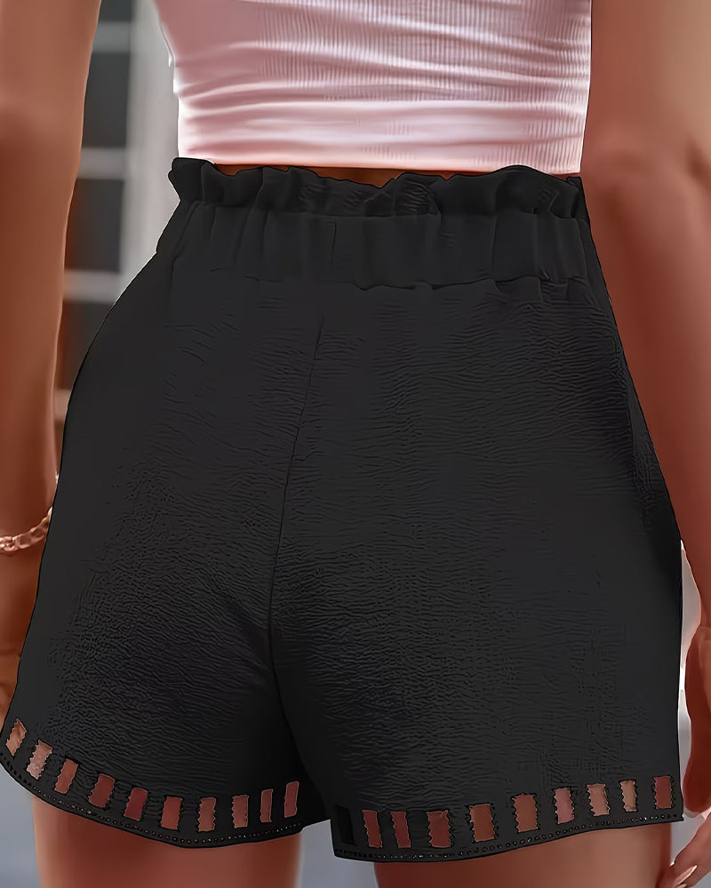 Shorts Genombruten Spets Elastisk Midja