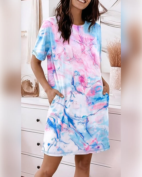 Klänningar Tie-Dye Vätska Tryck Lös