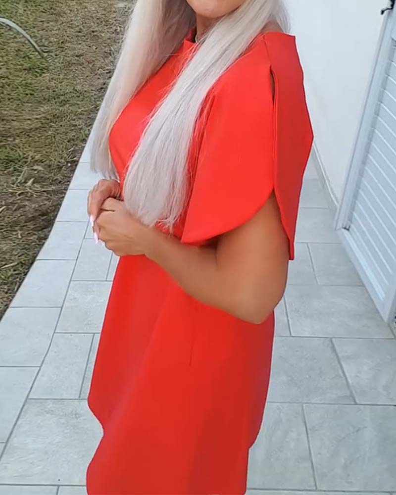 Klänning Enfärgad Puffärm A-Linje